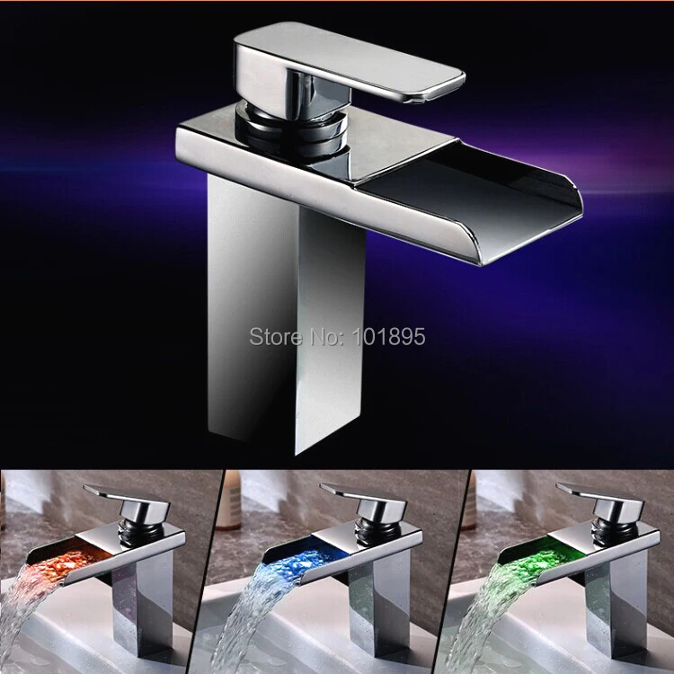 

L15152-роскошный настенный хромированный латунный светодиодный кран