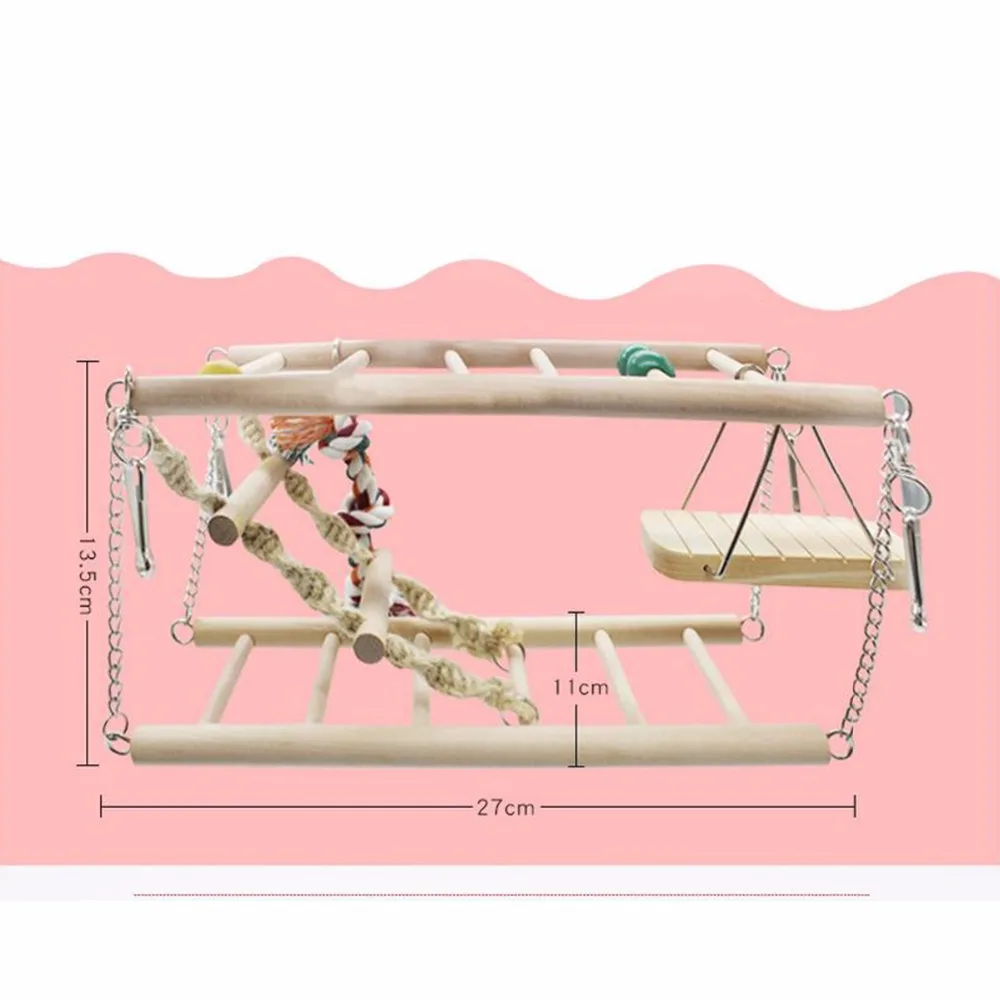 Bird Toy Wooden Ladders Swings Scratcher Climbing Wood Parrot Ladder Swing Toys Cage Accessories Birds Home Decor Supplies | Дом и сад