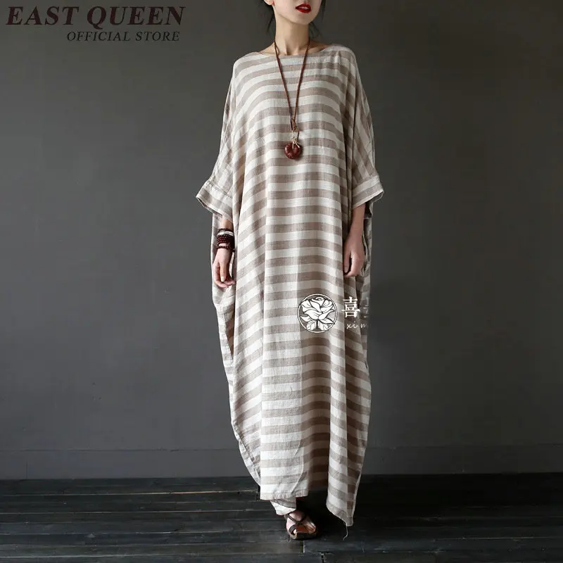 Льняные платья летние в восточном стиле женское летнее длинное платье новинка 2018