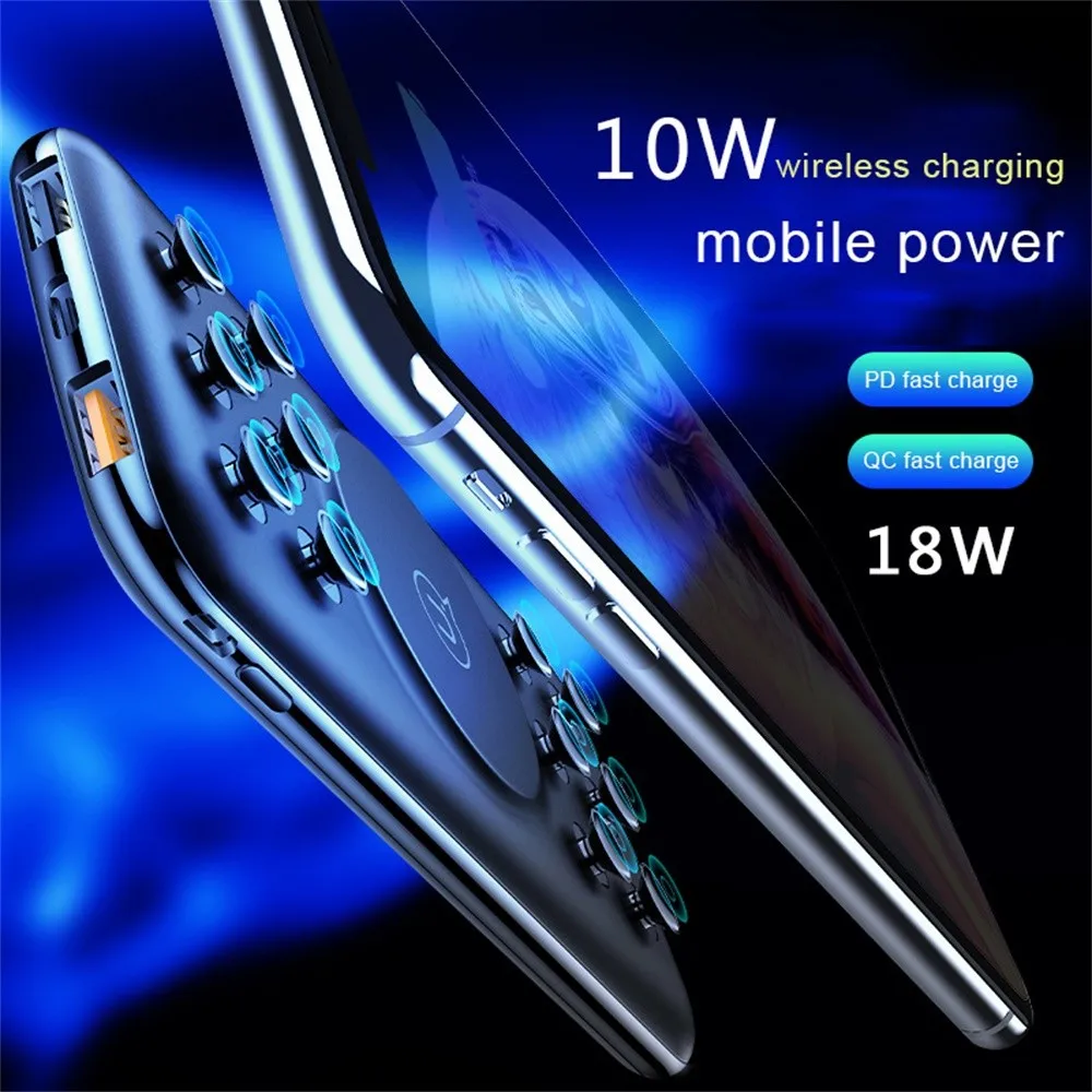 USAMS большой емкости 10000 mAh power Bank QC3.0 18 W повербанк PD безпроводная зарядка iphone