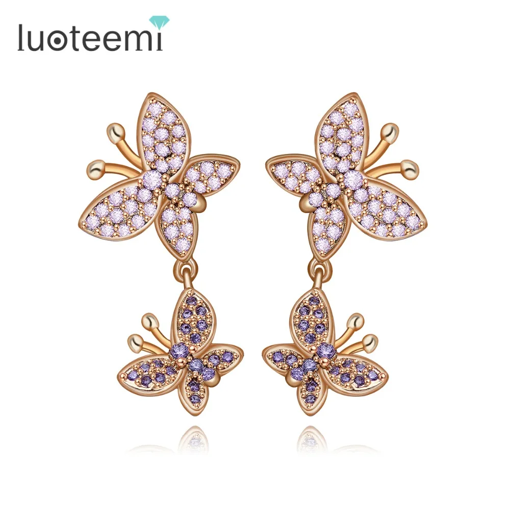 Luoteemi Новый Нежный животных Серьги-гвоздики шампанское белое золото-Цвет