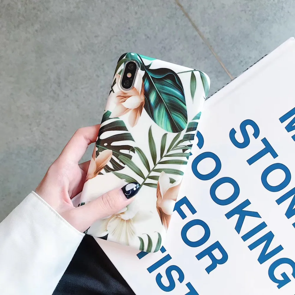 Plants leaves floral phone cases for iphone XS Max X XR matte TPU Case For 6 6s 7 8 plus back cover |