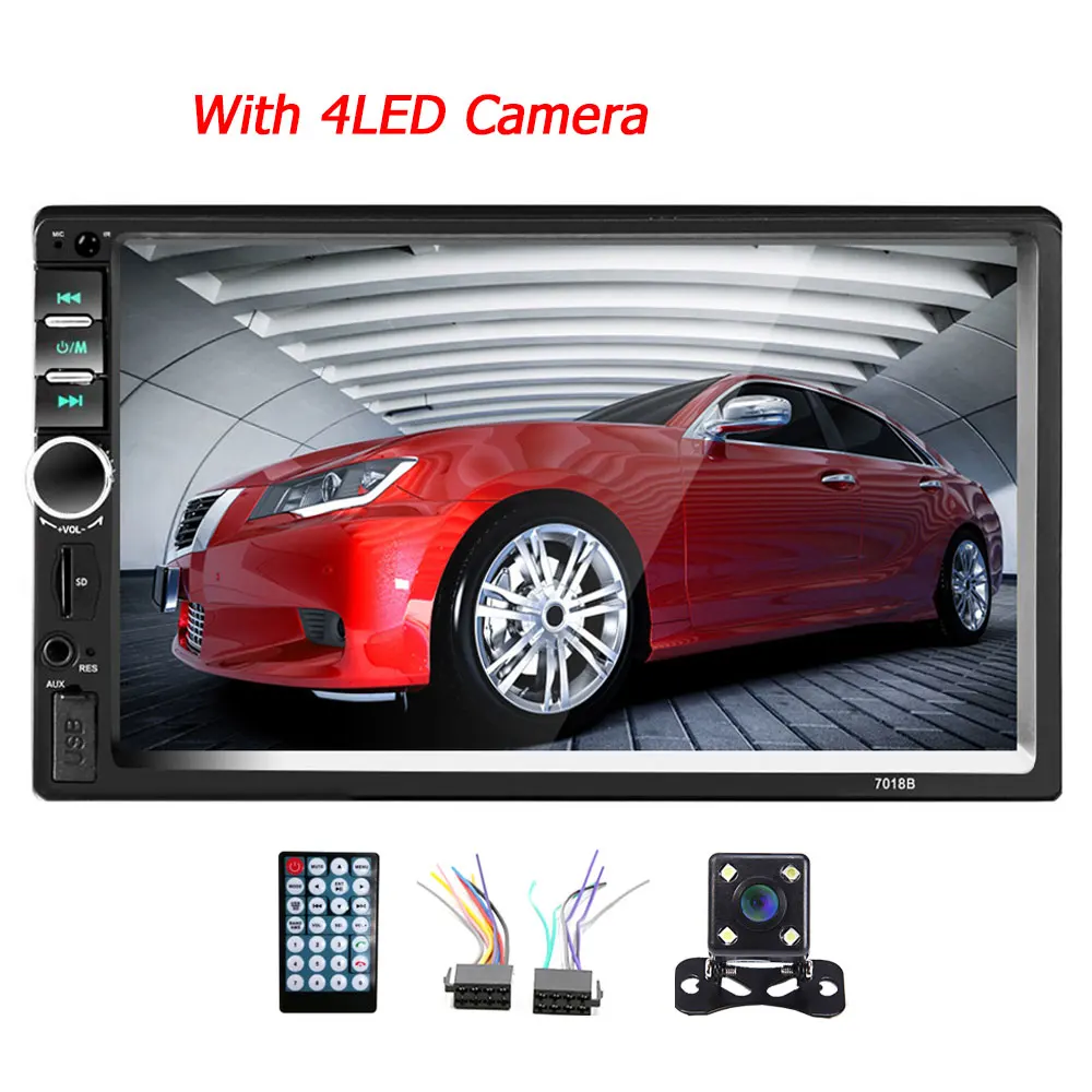 With 4LED Camera Camecho 2Din Автомагнитола 2din мультимедийный плеер " HD Авторадио USB AUX Bluetooth FM авто стерео Поддержка Android Mirror Link аудио - Цвет: With 4LED Camera