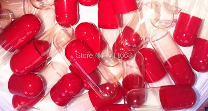 

0# 10,000pcs!red-clear colored hard gelatin empty capsules sizes 0/(joined or seperated capsules available!)