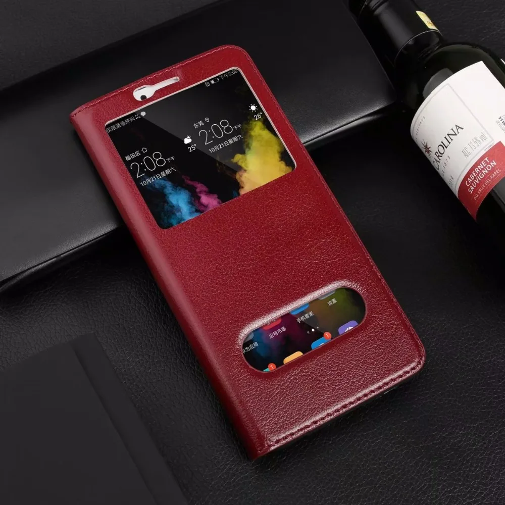 Huawei honor 7X умный флип-чехол с окном, идентификатор звонящего, роскошный бизнес-чехол для телефона из натуральной кожи для huawei honor 7x, кожаный чехол из яка