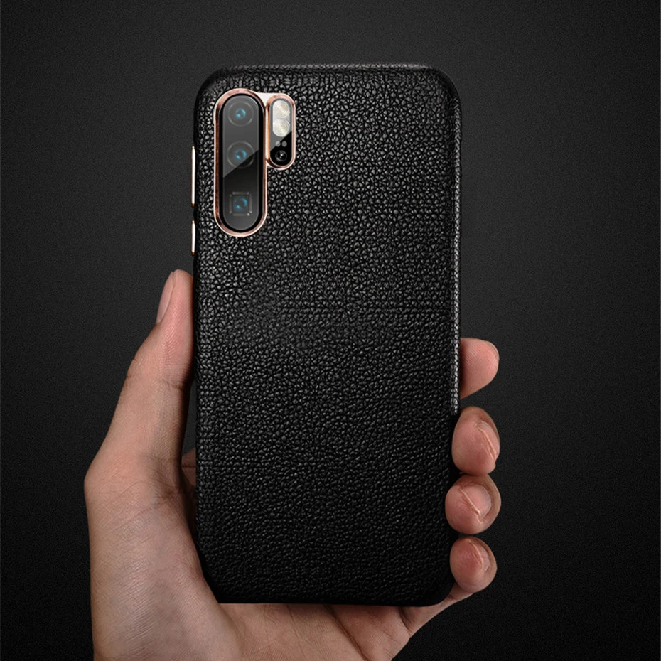 Задняя крышка XOOMZ из натуральной кожи для Huawei P30 Pro воловьей с узором Личи чехол |