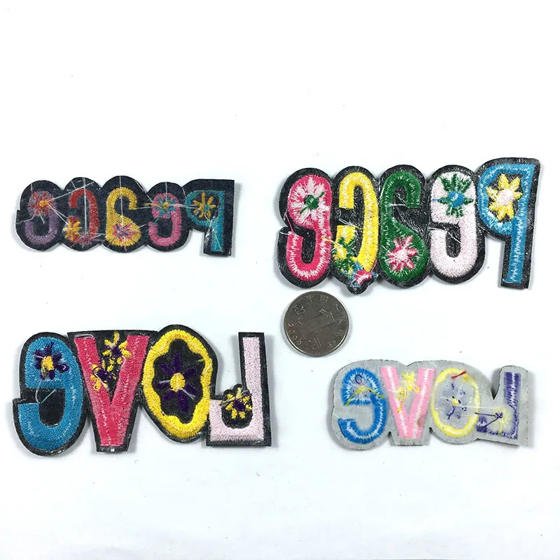 1pc Hot Love And Peace Girls Children Sequin Fabric Patches For Tshirt Hat Backpack Clothing Sewing High Quality Patch | Дом и сад