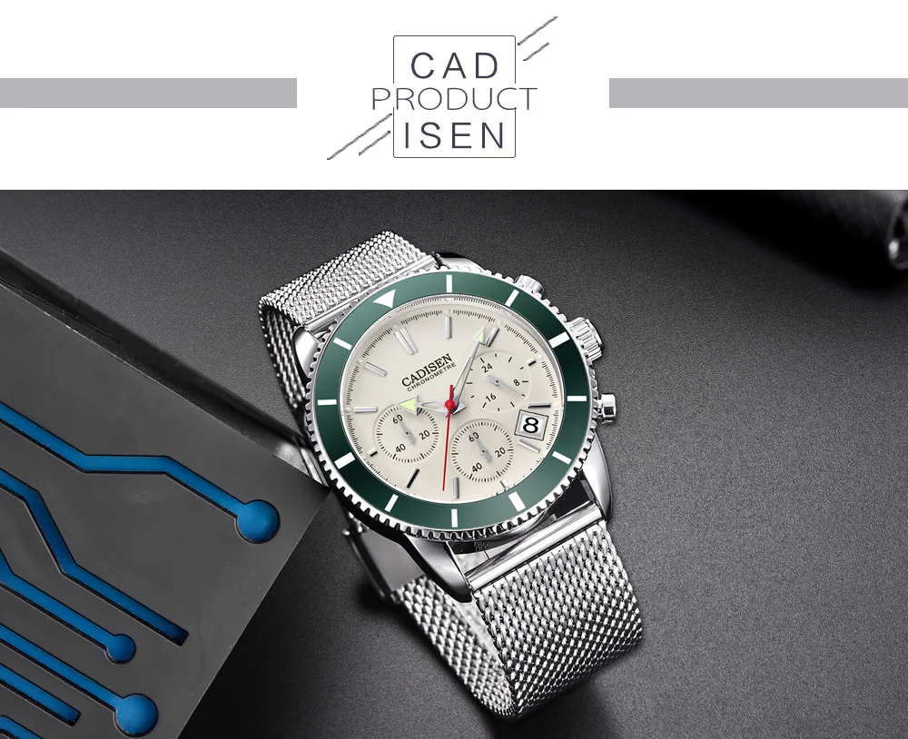 CADISEN New Men's Watches Fashion Quartz Mens watches top Brand Luxury Sports Military Watch Men clock relogio masculino