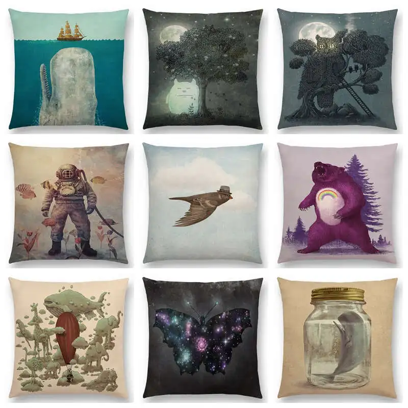 Moon Night Tree милый эльф маленький призрак парусная лодка КИТ морской океан Олень