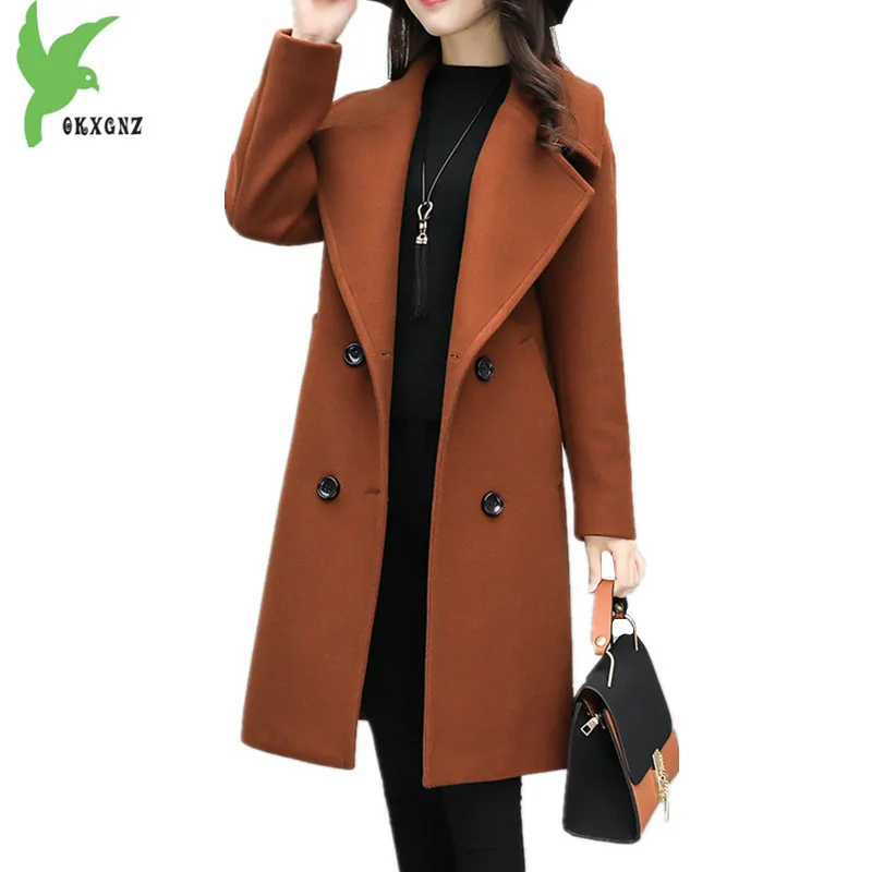Ветровка женская осенне зимняя шерстяная средней длины OKXGNZ A1395|coat autumn winter|womens