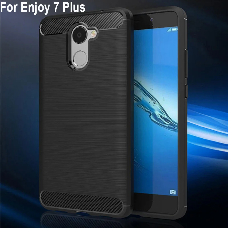 Текстурированный силиконовый чехол из углеродного волокна для Huawei Enjoy 7 Plus