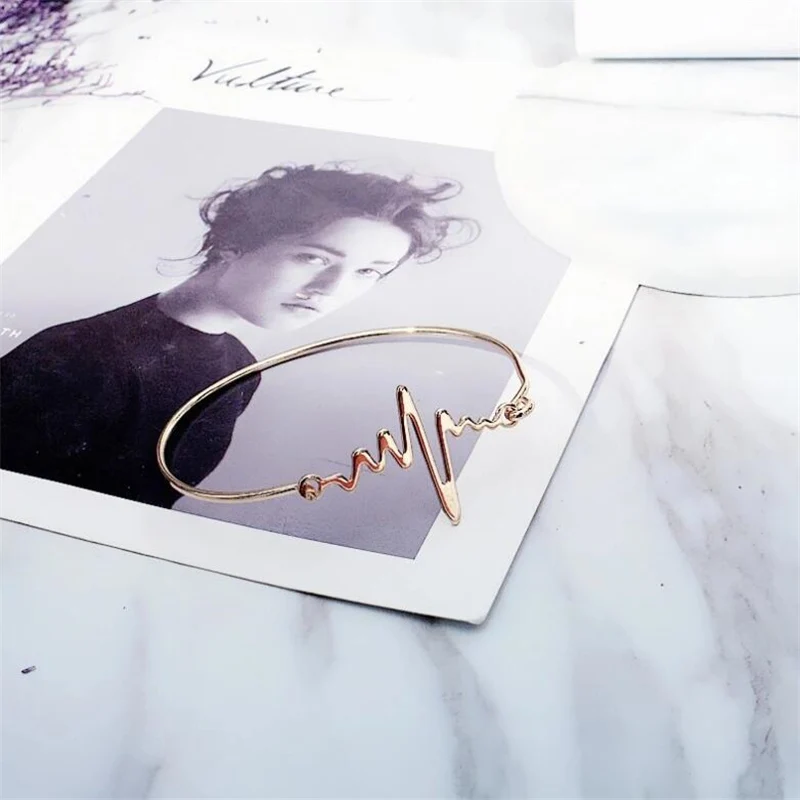 2019 простой индивидуальный дизайн браслет ЭКГ молния кардиограмма частота