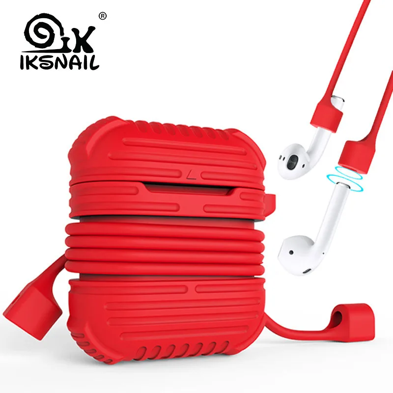 Силиконовый чехол IKSNAIL для Apple Airpods наушников ремешок беспроводных Bluetooth защитный