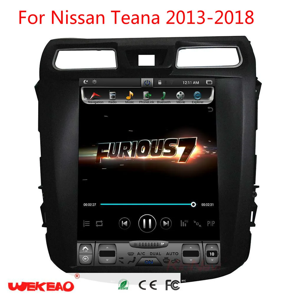 Wekeao 12 1 дюймов вертикальный экран gps навигации DVD плеер для Nissan Teana 2013 2016 WI FI android 6 0