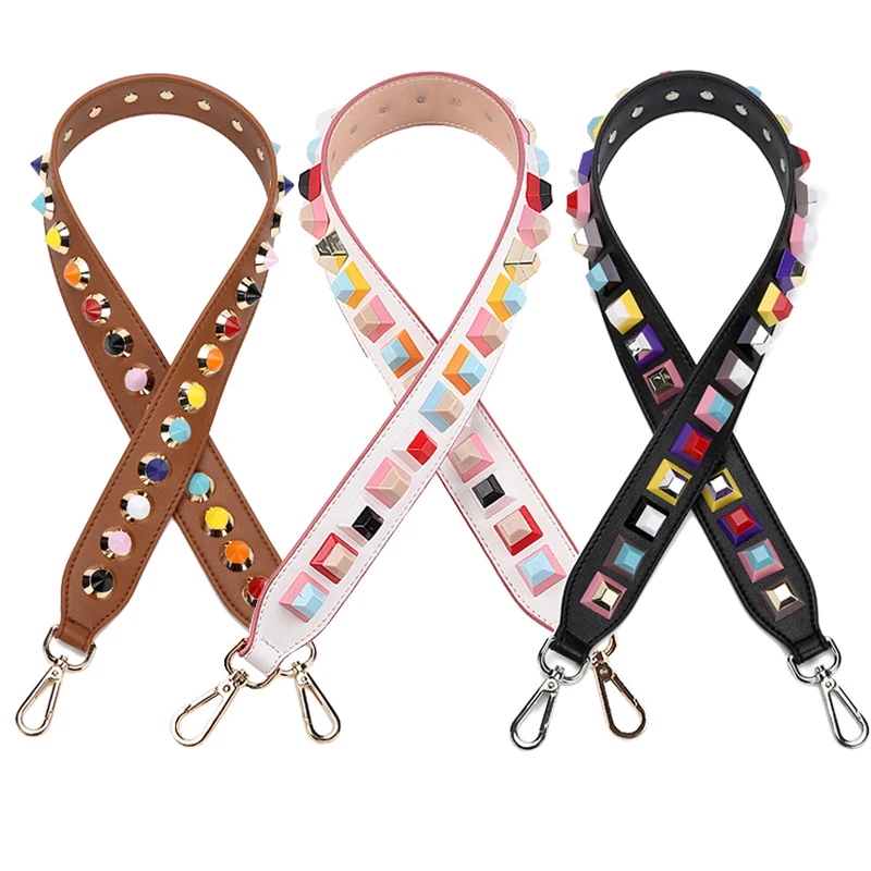 Colorful Rivet Leather Women Bag Strap Shoulder Accessories Belts Famous Brand Replacement For Handbag S087 | Багаж и сумки