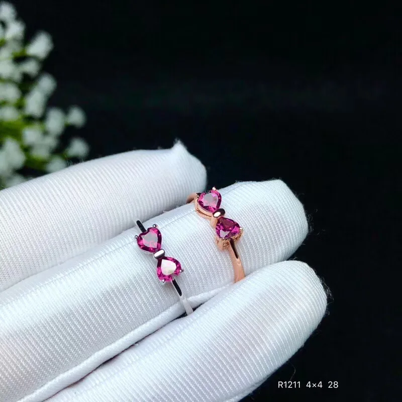 Butterfly Ring, Natural Garnet Ring, 925 Silver, Simple and Delicate, Fashionable Personality