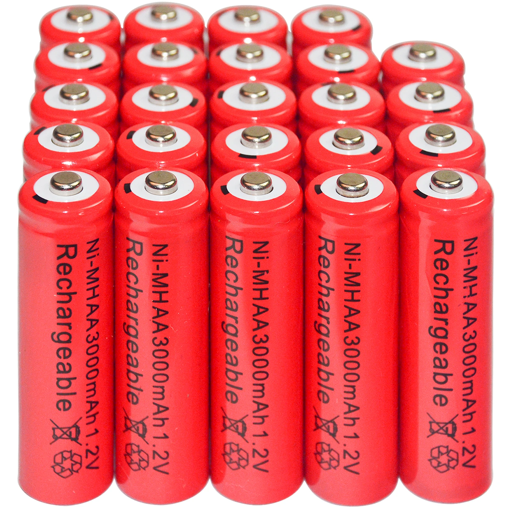 

4/8/16/24/32/44pcs AA Ni-Mh 3000mAh 1.2V Rechargeable Battery Red Color Alarm Clock MP3 RC Toys led flashlight