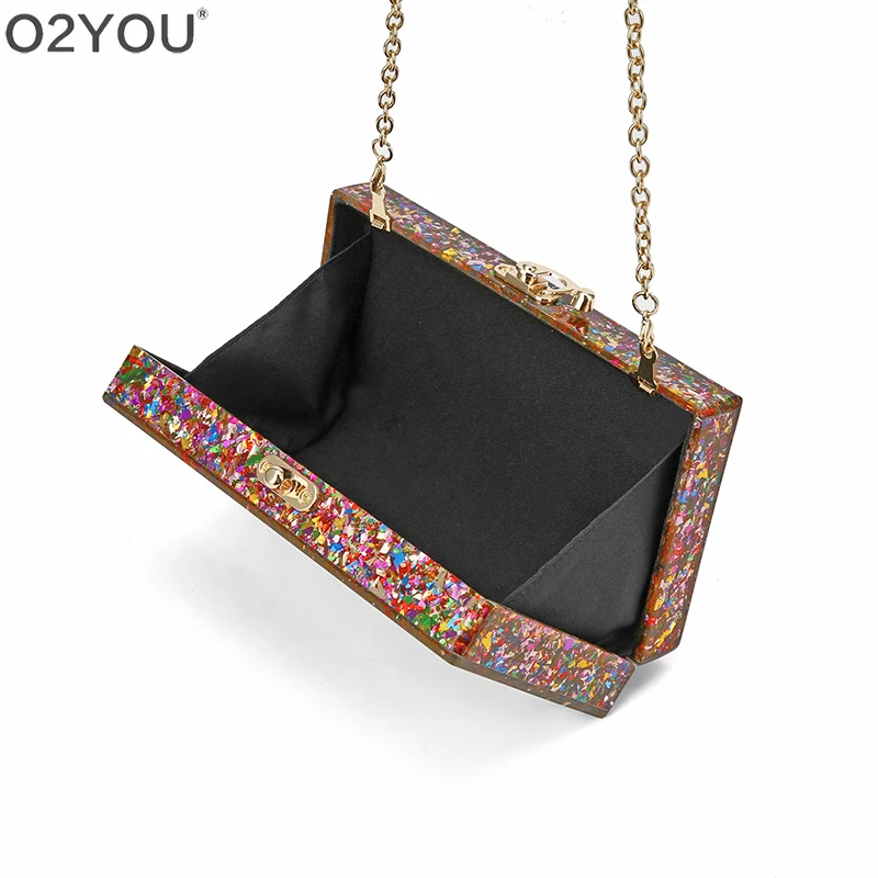 Женская акриловая сумка клатч с металлической застежкой летняя пляжная из