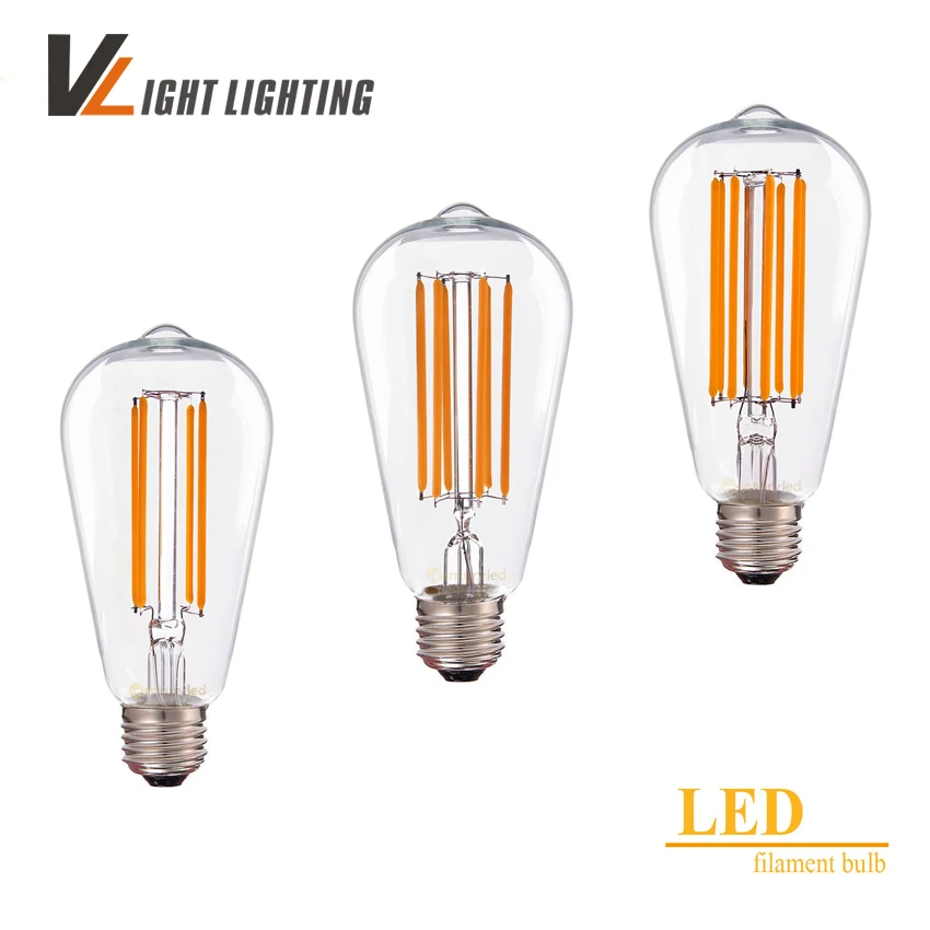 Винтажная Светодиодная лампа накаливания Эдисона ST64 2 Вт 4 6 8 110 В/220 В белая/теплая