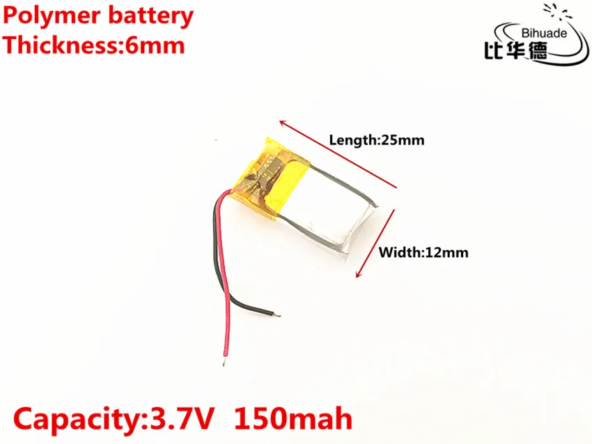 

3.7V,150mAH,601225 Polymer lithium ion / Li-ion battery for TOY,POWER BANK,GPS,mp3,mp4