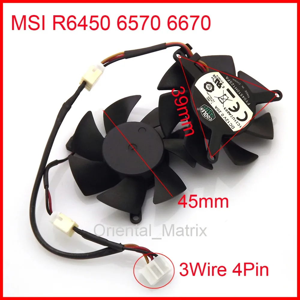 Кулер для видеокарты MSI R6450 6570 V5 12 В 6670 А 45 мм 39*39*39 мм|4pin fan|cooling fanvideo card coolers |