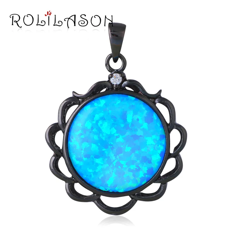 Винтажные Ювелирные изделия Круглый Синий огненный опал Стерлинговое Серебро