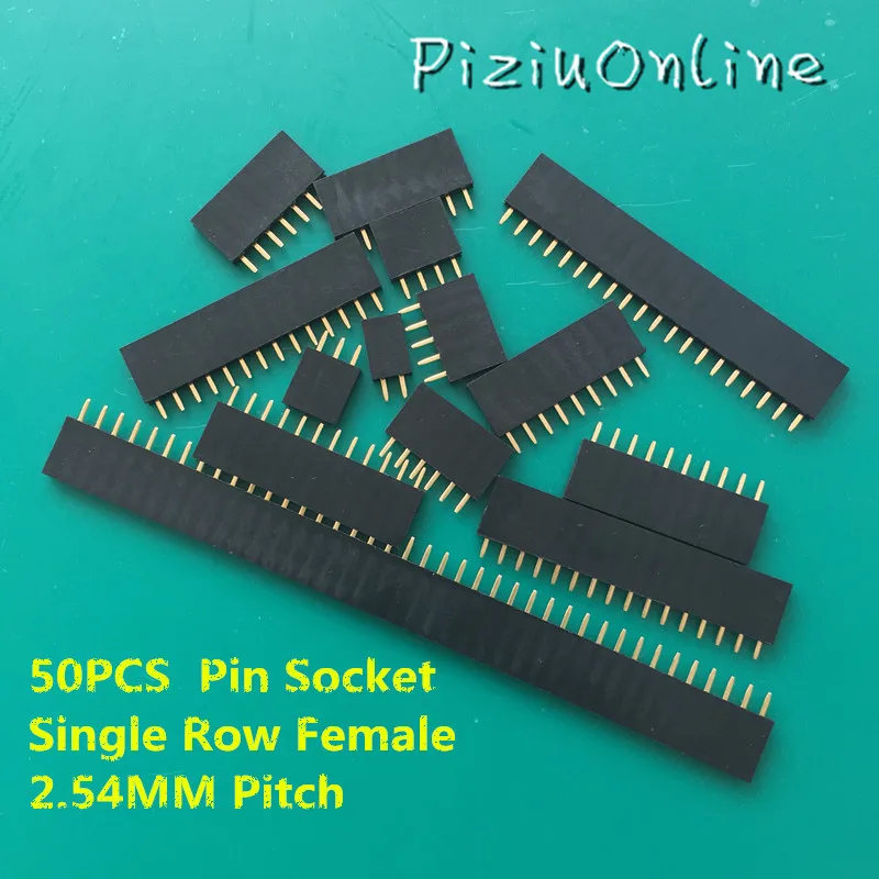 

50PCS YT1888 Single Row Female Connector 2.54MM Spacing Pin Socket Female 1*2P/3P/4P/5P/6P/7P/8P/9P/10P/12P/14P/16P/20P/40P