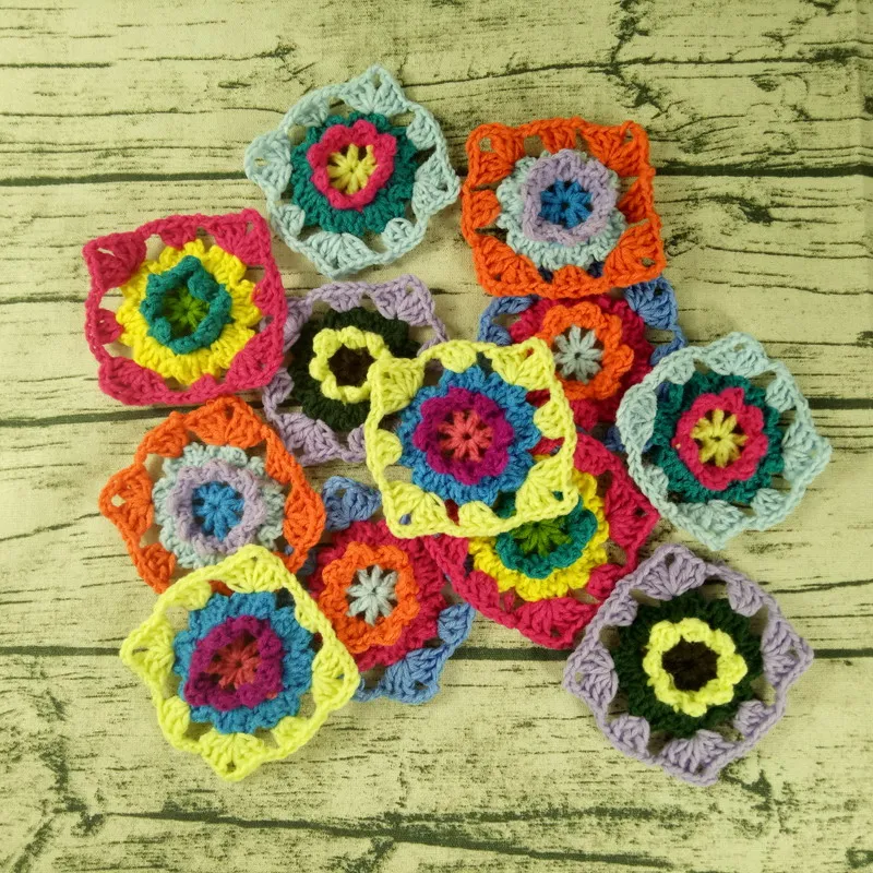 50pcs Square Handmade Crochet Doilies Table Mats Pad Flowers Clothes Patch Accessory Photography Props Coaster 9cm | Дом и сад
