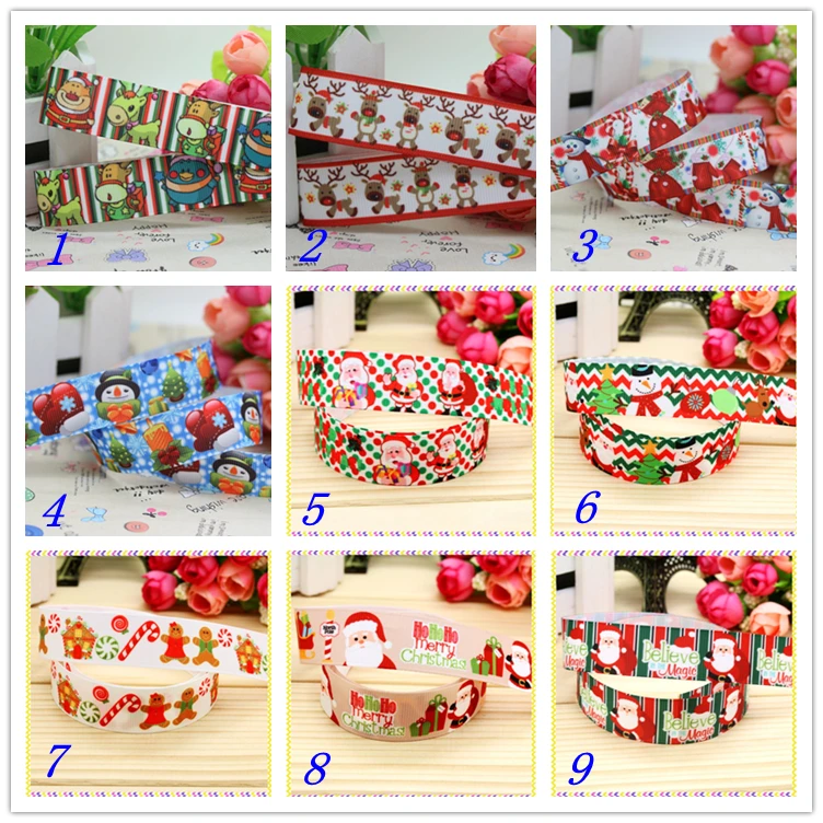 7/8 '' бесплатная доставка Рождественский олень Санты с принтом лента для волос