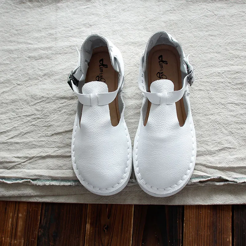 Careaymade-сандалии из натуральной кожи белые туфли ручной работы обувь на плоской