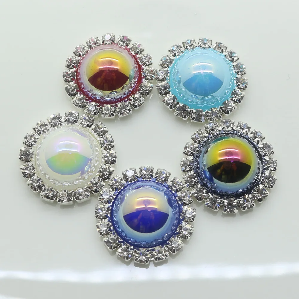 Круглые яркие жемчужные Кнопки 21 мм со стразами кнопки для подноса кепка