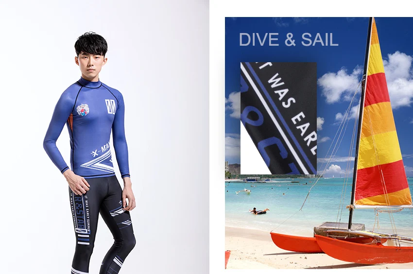 DIVE& SAIL мужские UPF50+ анти-УФ дайвинг кожи сёрфинга пляжные брюки лайкра Rushguard быстросохнущие Подводная охота купальники тренажерный зал Йога Брюки