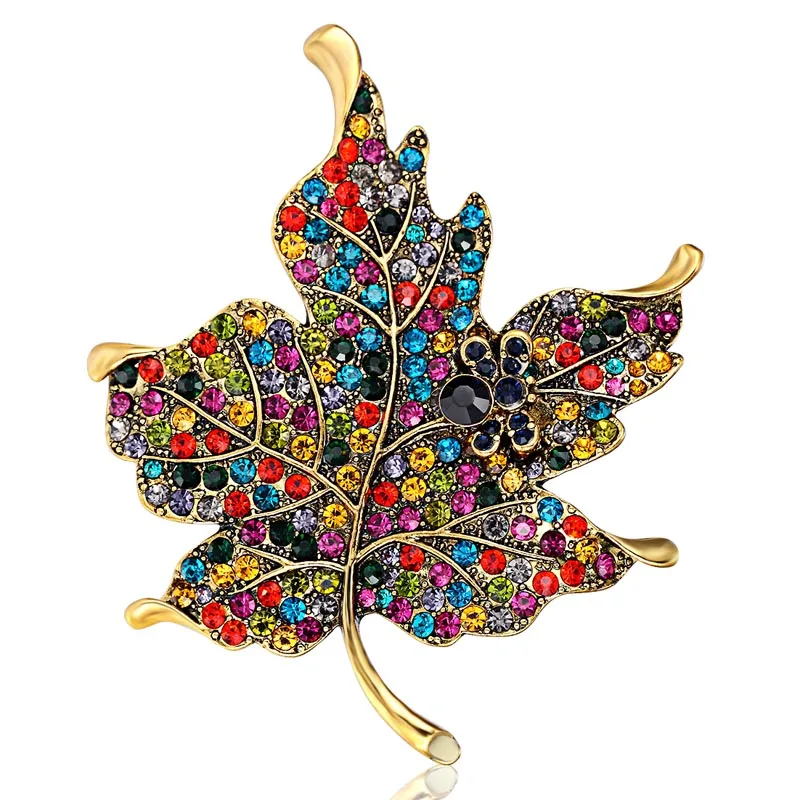 Женская Брошь в виде листьев Blucome зеленая брошь форме Винтажная украшенная