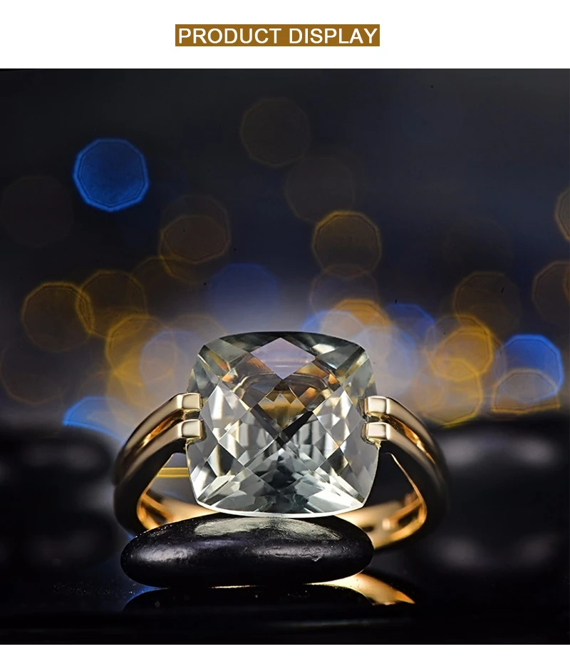 Caimao ювелирные изделия 6.6ct натуральная квадратная Подушка Зеленый Аметист 14 К Золотое кольцо