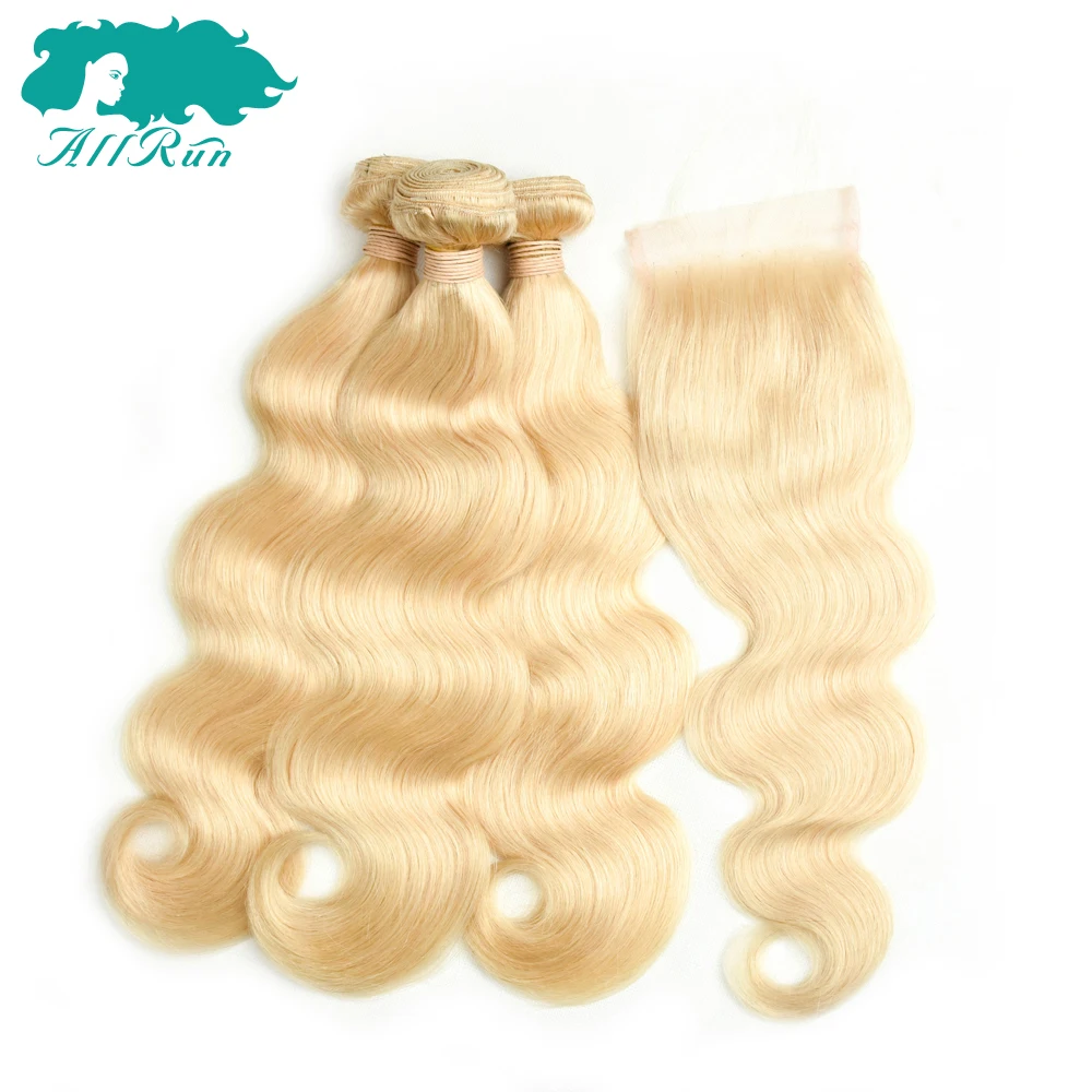 AllRun бразильские объемные волнистые медовые светлые пучки с закрытием #613 Remy