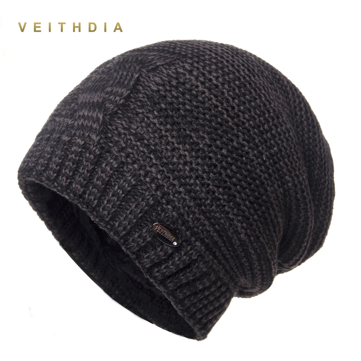 Шапки VEITHDIA шапки для мужчин вязаные облегающие бархатная цветная шапка в стиле