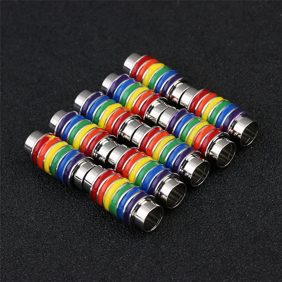 SAUVOO 5Pcs/lot Rainbow Copper Strong Magnetic Clasps Hook End Cap Connector Fit 6mm Round Leather Cord For Bracelet Making - купить по