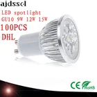 Точечная Светодиодная лампа высокой мощности, Диммируемый Светильник точечного освещения, 100х, s GU5.3 MR16 E27, 9 Вт, 12 Вт, 15 Вт, GU10, светильник и DC 12 В, 110 В, 220 В