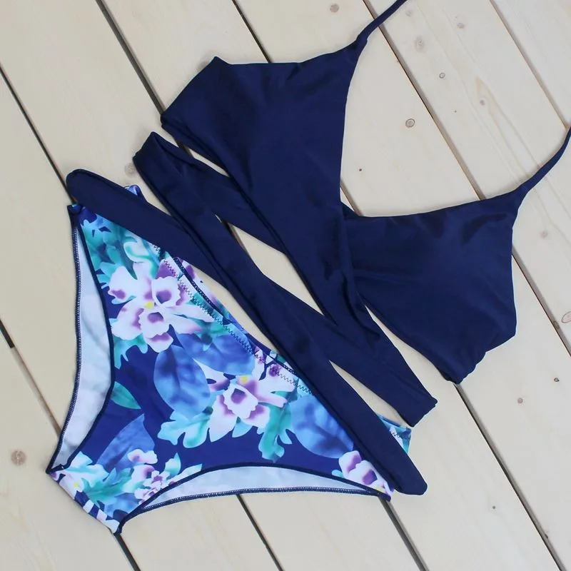 2017 Sexy Cross Brazilian Bikinis Women Swimwear Swimsuit Push Up Bikini Set Halter Top Beach Tassel Bathing Suits Swim Wear |