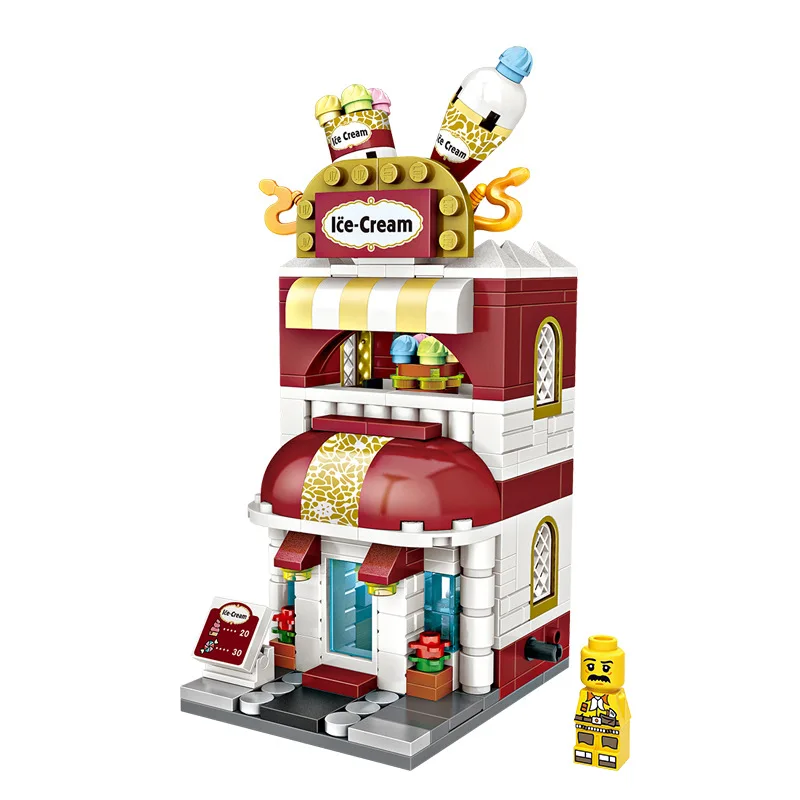 LOZ Architecture Modeles Magasin De Creme Glacee Educatifs Blocs de Construction Briques En Plastique Assemblee Jouets Mini | Игрушки и