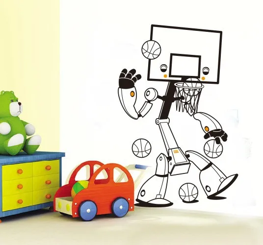 Большой размер 89*58 см милый мультфильм робот Баскетбол декор для комнаты