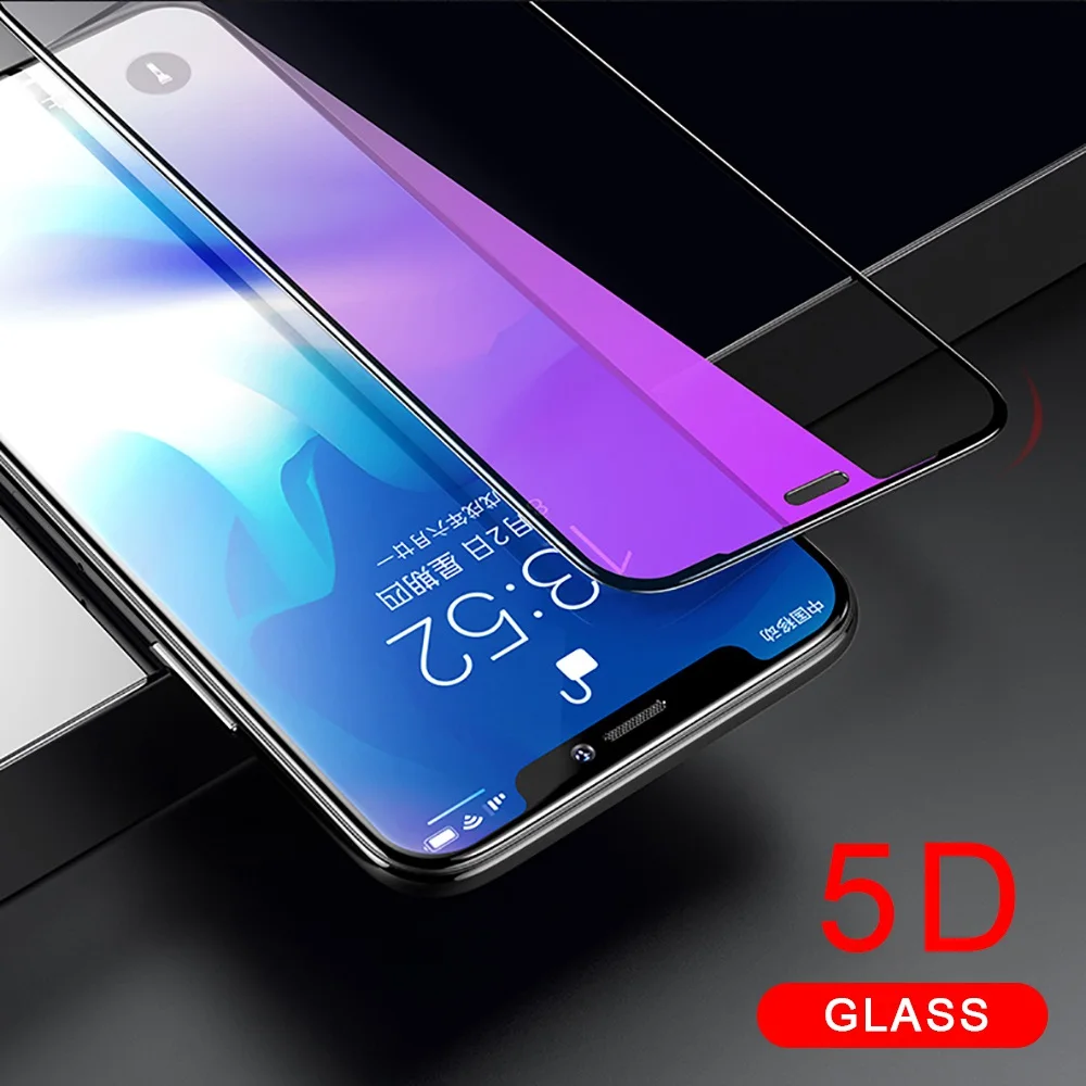 5D Tempered Glass On The For iPhone XS Max XR Full Cover Screen Protector 7 Plus Protective 6 6S 8 X | Мобильные телефоны и