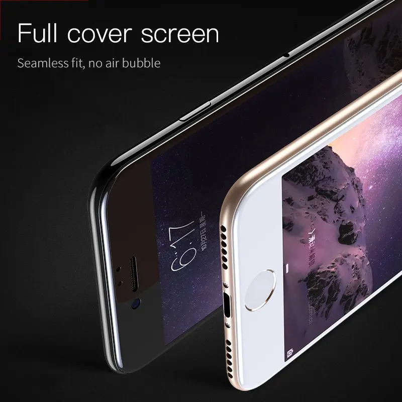 7D 9H закругленный край Полное покрытие закаленное стекло для iPhone 7 6 S 8 Plus X Премиум