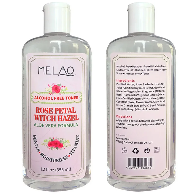 Тоник для лица MELAO Witch Hazel розовый без спирта с лепестками розы успокаивающий