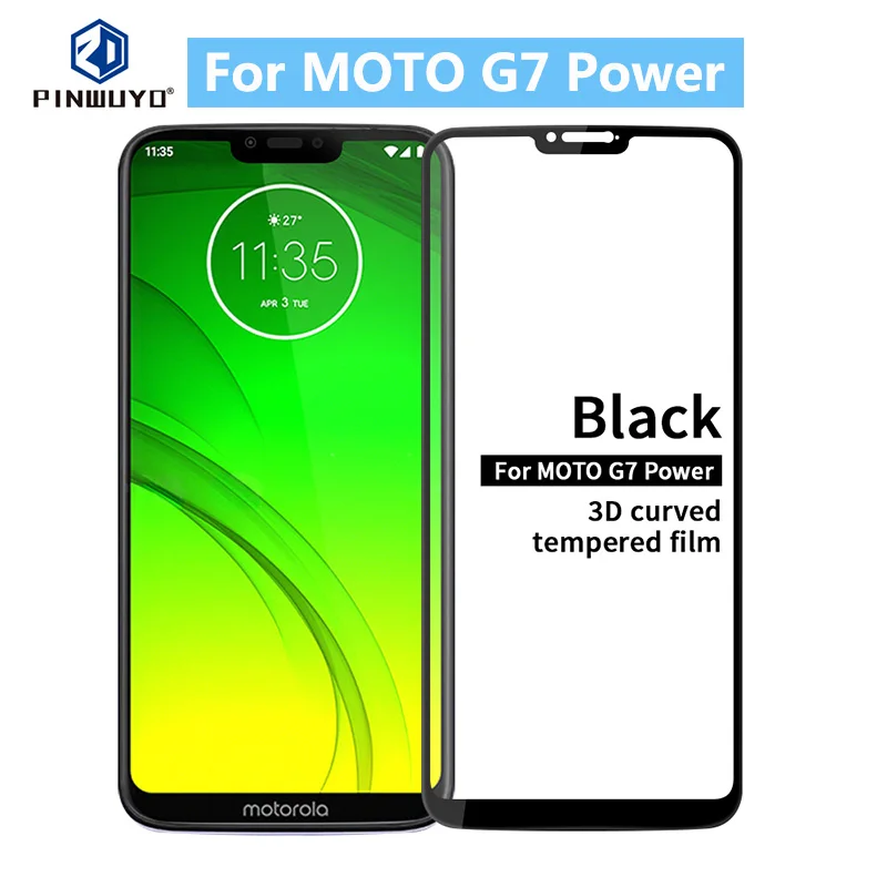 MOTO G7 Power Оригинал PINWUYO 9H 3D изогнутое закаленное стекло полное покрытие Защитная