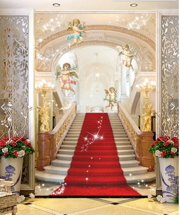 Пользовательские роскошные 3D обои ангел и лестница на небеса для гостиной