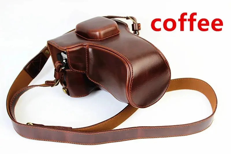 Роскошный чехол для видеокамеры из искусственной кожи для Olympus EM5 II OM-D EM5 Mark II EM5II, чехол для камеры с открытым аккумулятором - Цвет: coffee