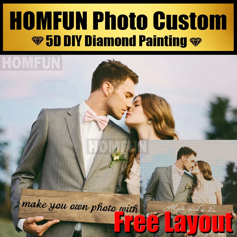 HOMFUN DIY фото на заказ Алмазная вышивка крестиком Полный алмаз 5D рукоделие Стразы