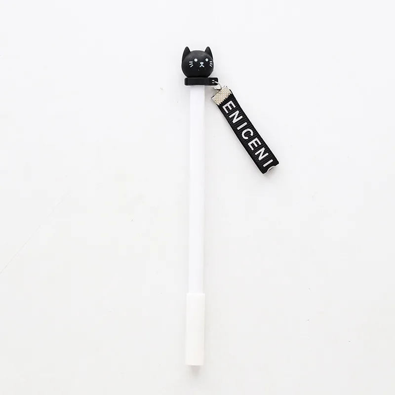 black head Гелевая ручка с рисунком черного кота Kawaii, ручки для письма для девочек, креативные офисные канцелярские принадлежности, школьные принадлежности - Цвет: black head
