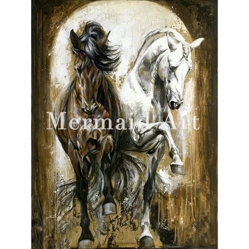 Hand Painted art Oil Paintings Animal abstract Home Decoration rainbow horse Painting On Canvas For living Room Artwork | Дом и сад